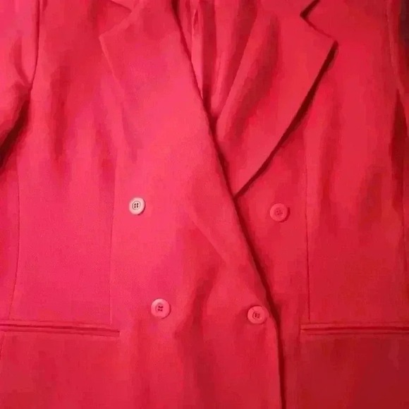 100% Wool Peacoat Women's Size 16W Red Jon Lawrence Brand Holiday Winter - Picture 3 of 7
